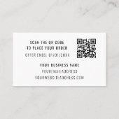 Zwart-wit elegant QR-code Business Promo Loyalty Kortingskaartje (Achterkant)