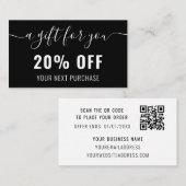 Zwart-wit elegant QR-code Business Promo Loyalty Kortingskaartje (Voorkant / Achterkant)