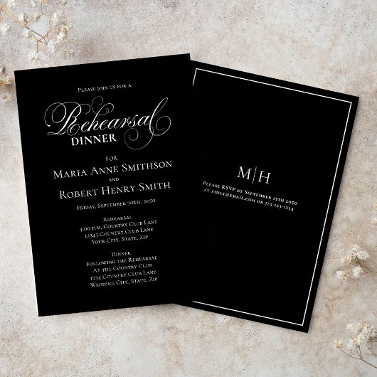 Zwart-wit Elegant repetitiediner Kaart