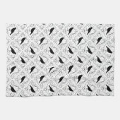 Zwart-wit elegant-roestpatroon. theedoek (Horizontaal)