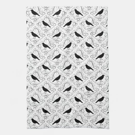 Zwart-wit elegant-roestpatroon. theedoek (Verticaal)