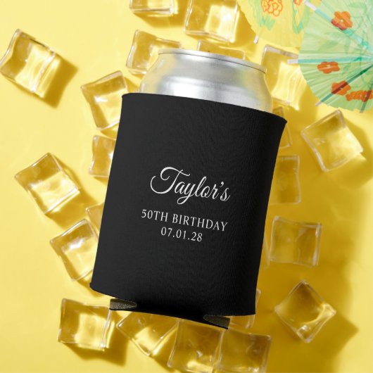 Zwart-wit Elegant Script 50e verjaardag Blikjeskoeler (Insitu Zomer)