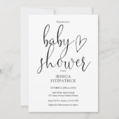 Zwart-wit Elegant Script Baby shower Kaart (Voorkant)