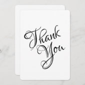 Zwart-wit Elegant-script bruiloft Bedankkaart (Voorkant / Achterkant)