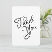 Zwart-wit Elegant-script bruiloft Bedankkaart (Staand voorkant)