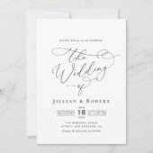 Zwart-wit elegant script bruiloft kaart (Voorkant)