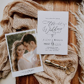 Zwart-wit elegant script bruiloft kaart