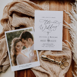 Zwart-wit elegant script bruiloft kaart