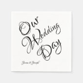 Zwart-wit Elegant-script bruiloft Servet (Voorkant)