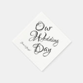 Zwart-wit Elegant-script bruiloft Servet (Hoek)