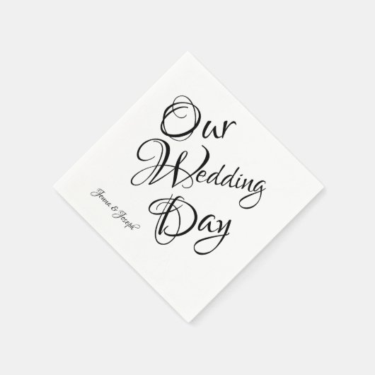 Zwart-wit Elegant-script bruiloft Servet (Hoek)