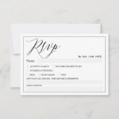 Zwart wit elegant script chic rsvp bruiloft kaart (Voorkant)