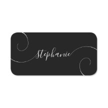 Zwart-wit Elegant Script Curly