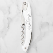 Zwart-wit Elegant Script Custom Wedding Kurkentrekker (Voorkant)