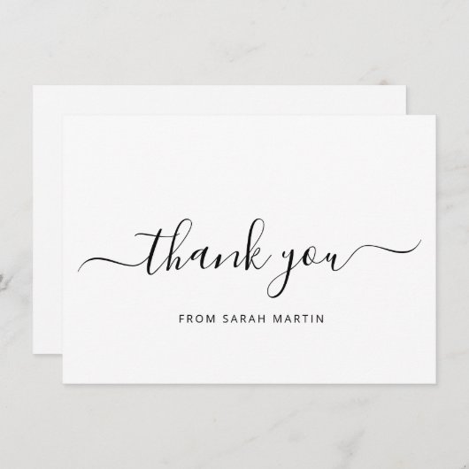 Zwart-wit elegant script Eenvoudig bedrijf Bedankkaart (Voorkant / Achterkant)