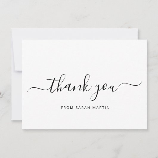 Zwart-wit elegant script Eenvoudig bedrijf Bedankkaart (Voorkant)