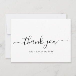 Zwart-wit elegant script Eenvoudig bedrijf Bedankkaart