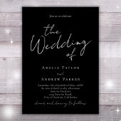 Zwart Wit Elegant Script Foto QR Code Bruiloft Kaart