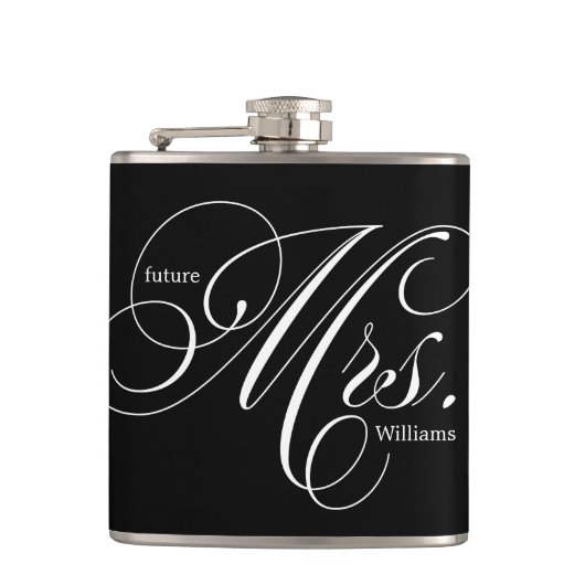 Zwart-wit Elegant Script Future Mrs. Heupfles (Voorkant)