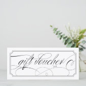 Zwart-wit Elegant Script Gift Vouchers (Staand voorkant)