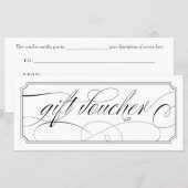 Zwart-wit Elegant Script Gift Vouchers (Voorkant / Achterkant)