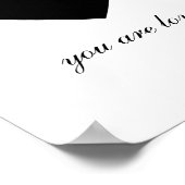 Zwart-wit Elegant Script Hart Poster (Hoek)