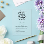 zwart wit Elegant Script Huwelijk veilig de datum Acryl Uitnodigingen (Insitu (Huwelijk))