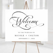 Zwart & Wit Elegant Script Huwelijk Welkom Teken Poster