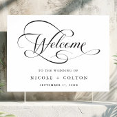 Zwart & Wit Elegant Script Huwelijk Welkom Teken Poster