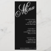 Zwart & Wit Elegant Script Huwelijksreceptie Menu (Voorkant)
