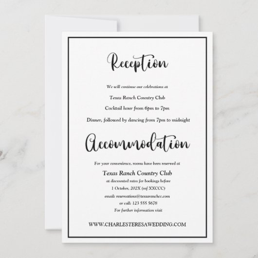 Zwart-wit elegant script kaart (Achterkant)