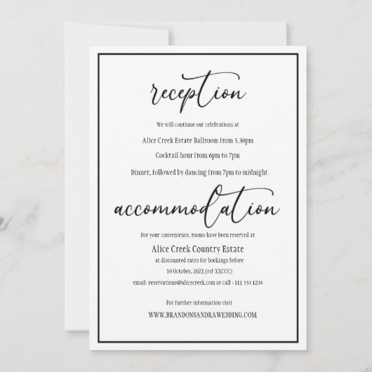 Zwart-wit elegant script kaart (Achterkant)