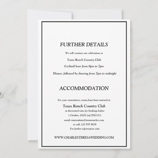 Zwart-wit elegant script kaart (Achterkant)