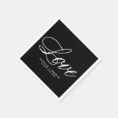 Zwart-wit Elegant Script | Love Wedding Servet (Hoek)