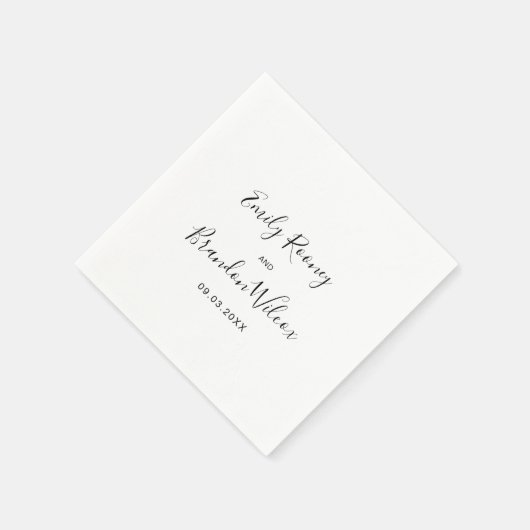 Zwart-wit elegant script Moderne bruiloft Servet (Hoek)