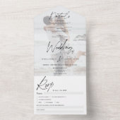 Zwart wit elegant script moderne fotobruiloft all in one uitnodiging (Binnen)