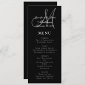 Zwart Wit Elegant Script Monogram Bruiloft Menu (Voorkant / Achterkant)