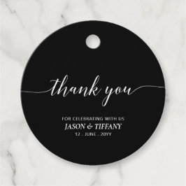 Zwart & Wit Elegant Script Party Bedankt Bedankjes Labels