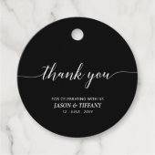 Zwart & Wit Elegant Script Party Bedankt Bedankjes Labels (Voorkant)