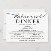 zwart-wit Elegant Script Rehearsal Dinner nodigt u Kaart (Voorkant)
