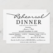 zwart-wit Elegant Script Rehearsal Dinner nodigt u Kaart (Voorkant / Achterkant)