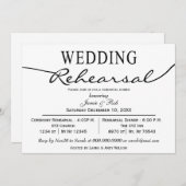 zwart-wit Elegant Script Rehearsal Dinner nodigt u Kaart (Voorkant / Achterkant)