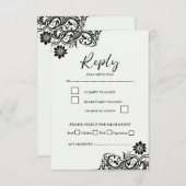 Zwart-wit Elegant Script RSVP (Voorkant / Achterkant)