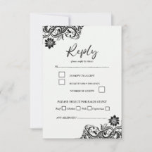 Zwart-wit Elegant Script RSVP