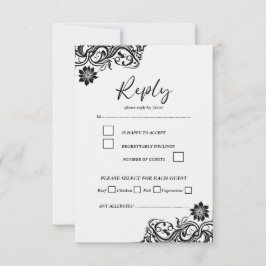 Zwart-wit Elegant Script RSVP