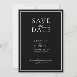 Zwart & Wit Elegant Script Trouwen Save the Date Kaart