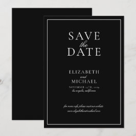 Zwart & Wit Elegant Script Trouwen Save the Date Kaart