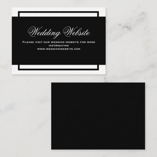 Zwart-wit Elegant Script Trouwwebsite Informatiekaartje (Voorkant / Achterkant)