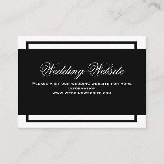Zwart-wit Elegant Script Trouwwebsite Informatiekaartje (Voorkant)