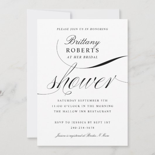 Zwart-wit Elegant Script-Vrijgezellenfeest Kaart (Voorkant)